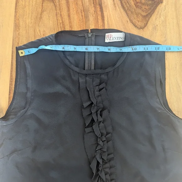 Red Valentino Black Ruffle Front Blouse - Picture 3 of 7